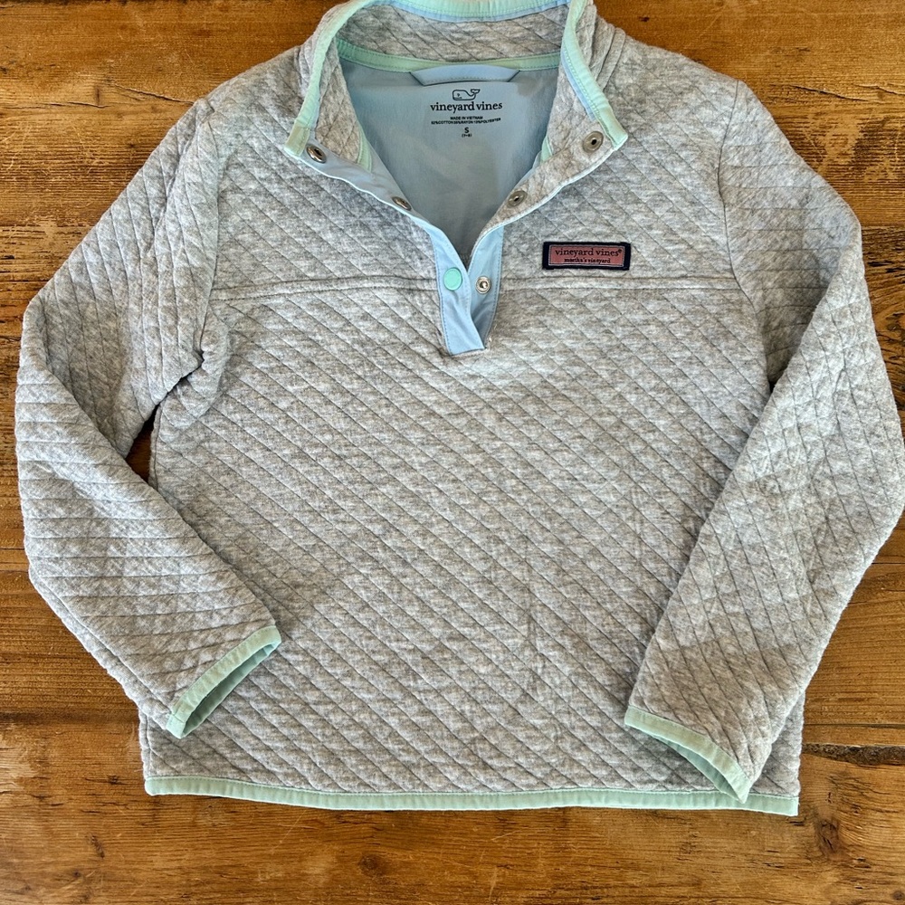 Vineyard Vines Gray Quilted Kid’s Pullover